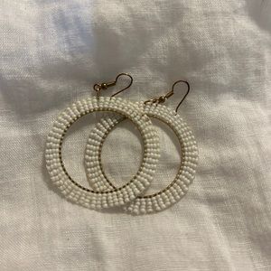 White Seed Bead Hoops